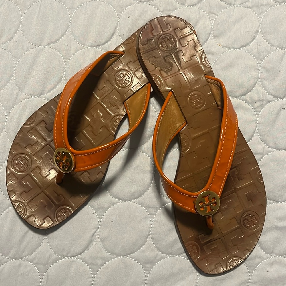 Tory Burch Thora Orange Flip Flop Thong Sandal Size 7